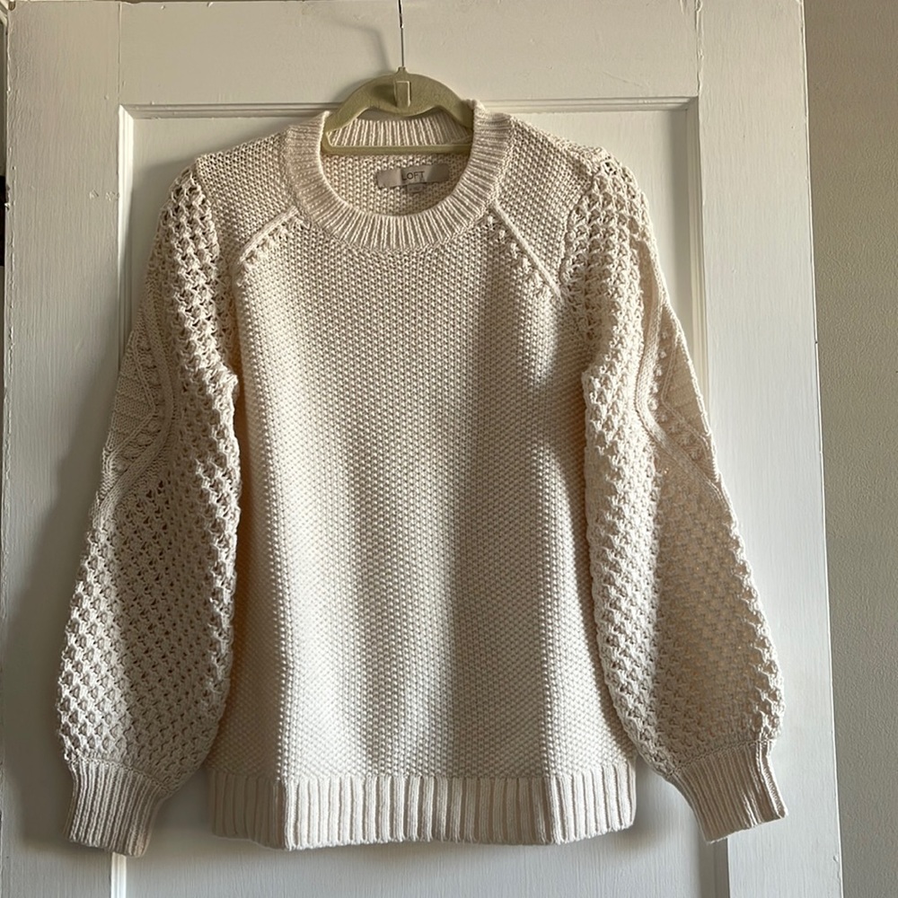 LOFT ivory/cream chunky sweater